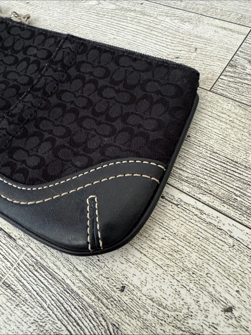 Coach Black Canvas &Leather Wristlet